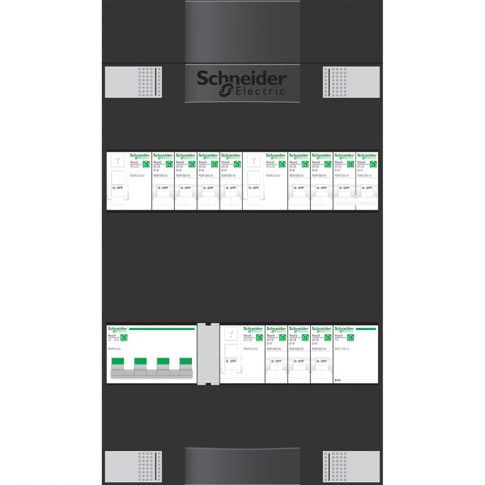 Schneider groepenkast 3 fase met 9 groepen + fornuisgroep en beltrafo ADV3B309AG