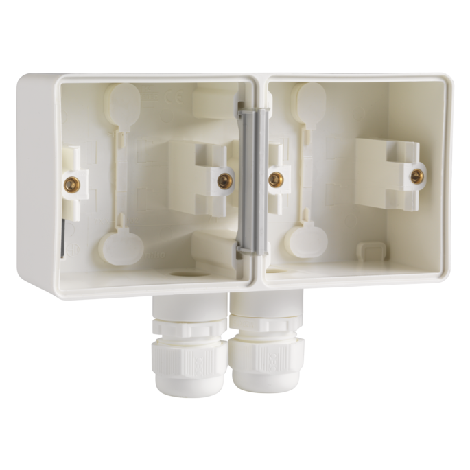 Niko Hydro wit | Horizontale opbouwbak 2-voudig met 2x M20 ingang | 701-84852