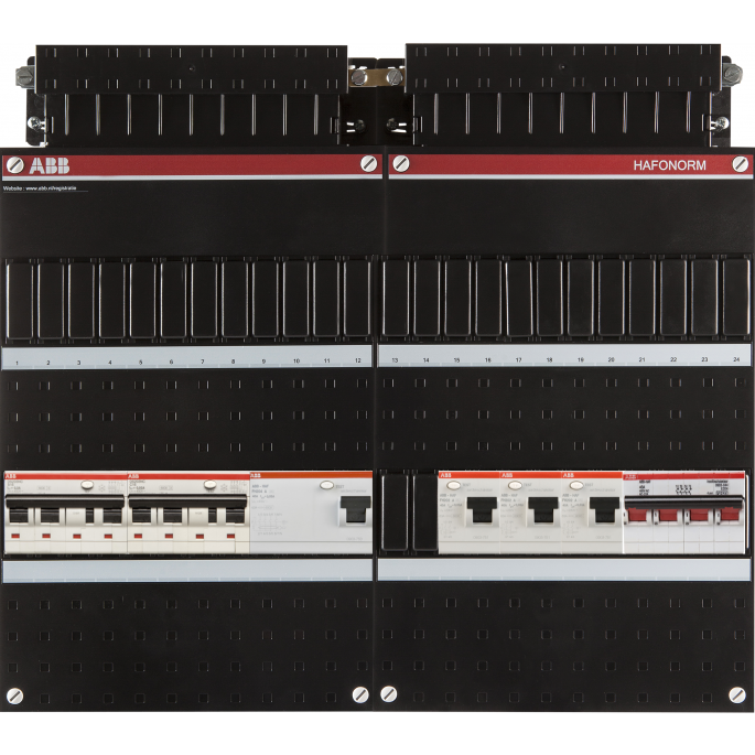 ABB Hafonorm PV-EV-WP-Groepenkast | HS 40A - 4 x ALS 63A 30mA - 0 groepen - 1 x ALA B16 300mA - 1 x ALA C16 30mA | 3-Fase | 1SPF006972F0009