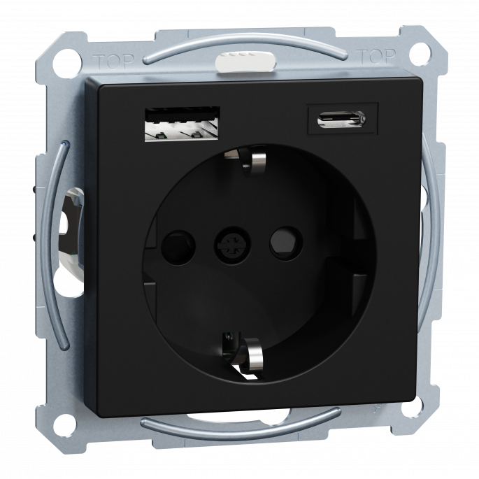 SCHNEIDER MEG2367-0403 SYSTEEM-M USB A+C MAT ZWART