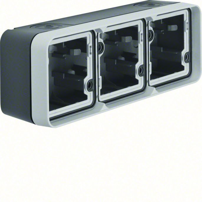 BERKER 6019303505 / Opbouwbehuizing 3-voudig horizontaal / W.1 Grijs