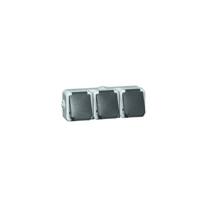 PEHA 6633 WAB - Wandcontactdoos 3-voudig horizontaal + randaarde (compleet)