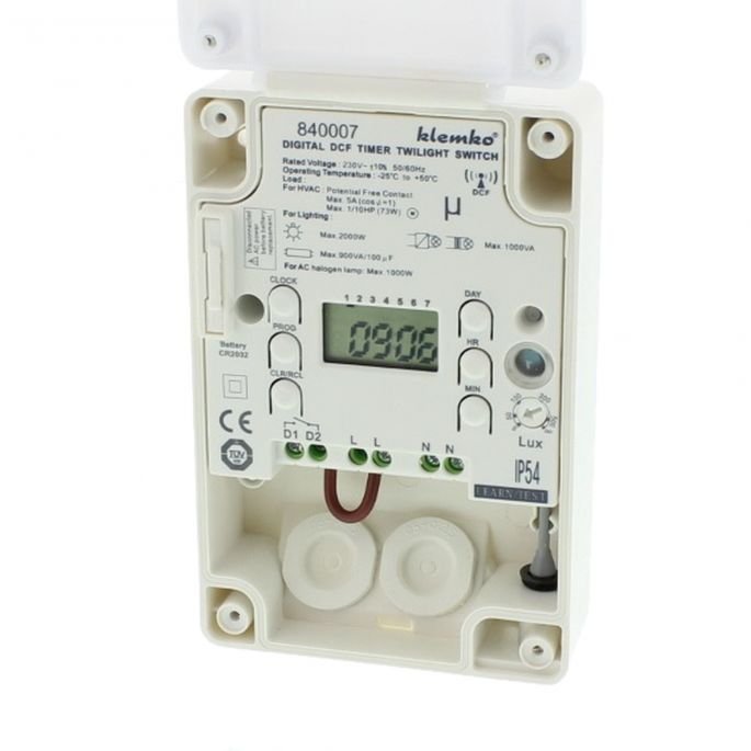 Klemko schemerschakelaar 840007 230V 10A lux instelbaar, DCF tijdschakelklok