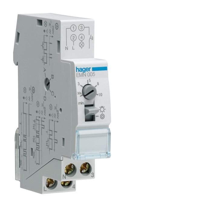 HAGER EMN005 | Trappenhuisautomaat 16A, 30 sec. - 10 min | EMN005