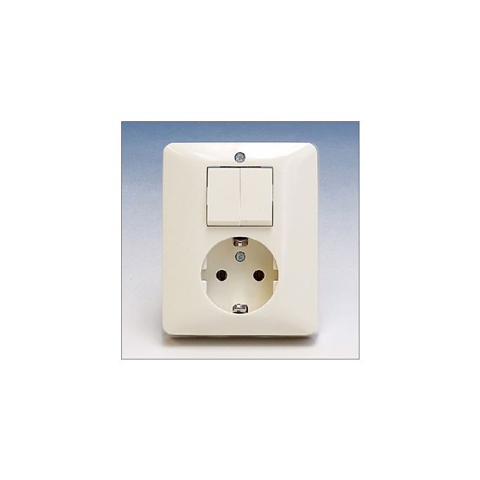 Peha | Combinatie serieschakelaar/wandcontactdoos randaarde | Standaard Crème | 80.6685 W