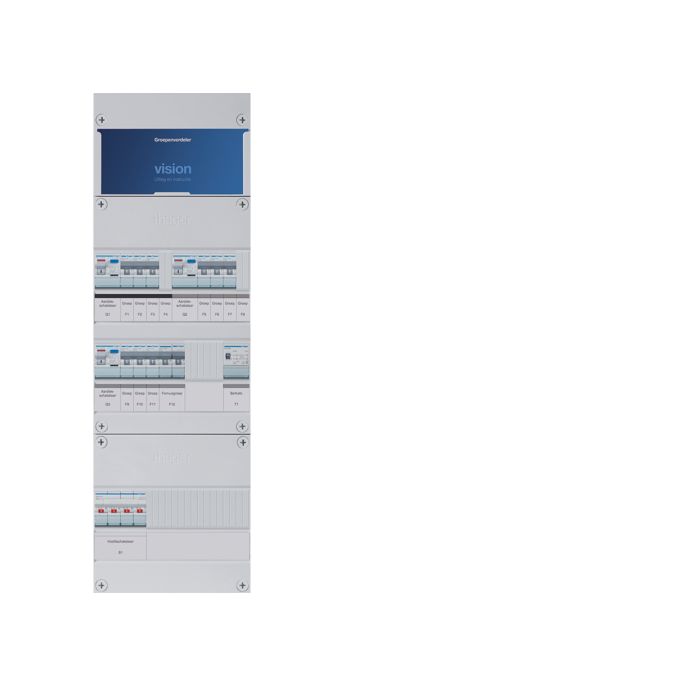 Groepenkast Hager | 10 Groepen 9 x Lichtgroepen 1 x Fornuisgroep 1 x Beltransformator | 3 Fase | VKG333M-FT
