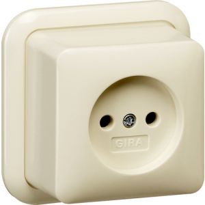 Gira | wandcontactdoos zonder randaarde | Opbouw Crème | 047010