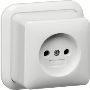 Gira | Wandcontactdoos zonder randaarde | Opbouw Wit | 047011