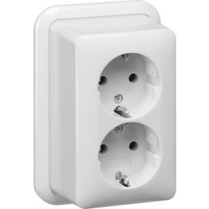 Gira | Wandcontactdoos randaarde 2-voudig | Opbouw Wit | 078011