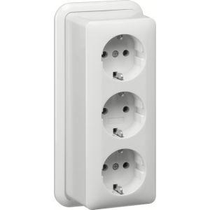 Gira | Wandcontactdoos randaarde 3-voudig | Opbouw Wit | 078911
