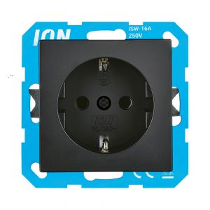 ION Wandcontactdoos RA met kinderbeveiliging V1/J1 Mat Zwart 10.300.216