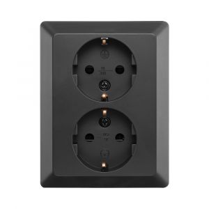 Wandcontactdoos Half Opbouw 2-voudig RA Mat Zwart 10.300.716
