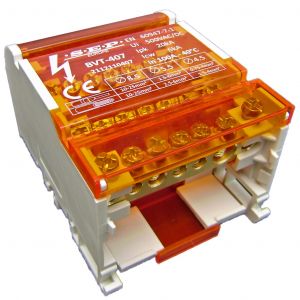SEP Europe BVT-407 - vierpolige klemmenblok t/m 100A AC/DC uitvoering met 7 aansluitingen