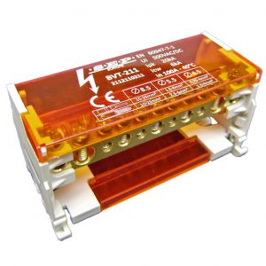 SEP Europe BVT-211 - tweepolige klemmenblok t/m 100A AC/DC uitvoering met 11 aansluitingen