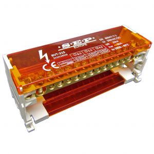 SEP Europe BVT-215 - tweepolige klemmenblok t/m 100A AC/DC uitvoering met 15 aansluitingen