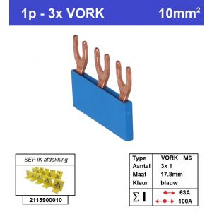 SEP F01003B06 Kam 1f VORK 3p 17,8mm blauw