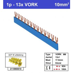 SEP F01013B06 Kam 1f VORK 13p 17,8mm blauw