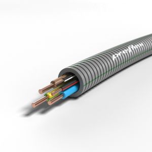 Preflex flexbuis 20mm / 3x installatiedraad 2,5mm², blauw bruin, geel/groen + 2x installatiedraad 1,5mm², zwart/wit, zwart/rood / 100 meter / 1234000826