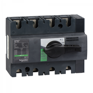 Schneider Electric Compact INS100 lastscheider | 100A, 4-polig met zwarte draaigreep | 28909