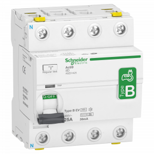 Schneider Acti9 aardlekschakelaar | 25A, 30mA, Type B-EV, 4-polig | A9Z51425