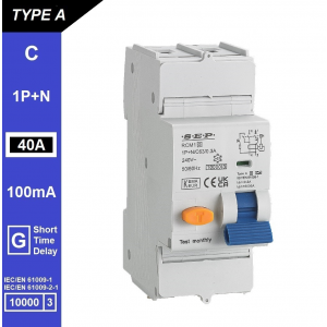 SEP aardlekautomaat type A(G) | 40A, 100mA, C-kar, 1P+N | RCM1-2AG-C40.10