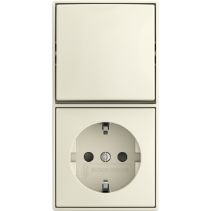 Busch-Jaeger | Combinatie wandcontactdoos met randaarde, kinderbeveiliging en wisselschakelaar | Opbouw crème | 2601/6/20 EAPBJ-522 | 2TKA00005537