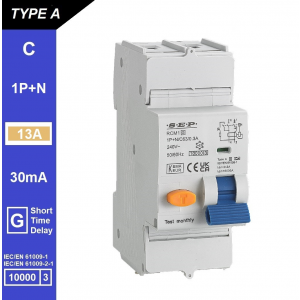 SEP aardlekautomaat type A(G) | 13A, 30mA, C-kar, 1P+N | RCM1-2AG-C13.03