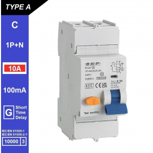 SEP aardlekautomaat type A(G) | 10A, 100mA, C-kar, 1P+N | RCM1-2AG-C10.10
