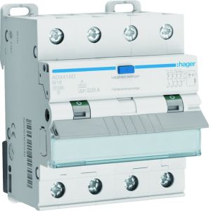 Hager aardlekautomaat / 4-polig, 30mA, B16A / ADX416D