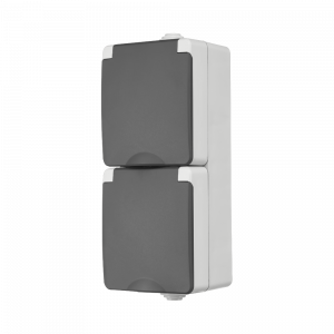 ION Industries opbouw wandcontactdoos 2-voudig verticaal grijs - 55.100.170