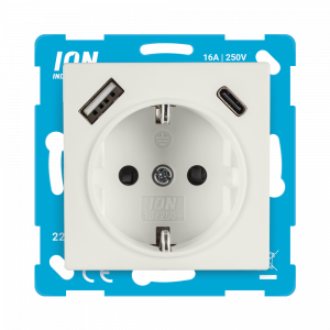 Wandcontactdoos RA USB A + USB C met Aanraakbeveiliging V1/J1 Mat Alpin Wit 10.300.415
