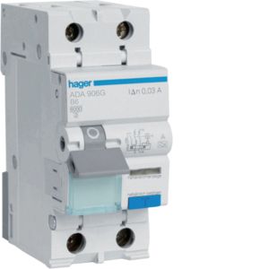 Hager aardlekautomaat / 1-polig + nul, 30mA, B6A / ADA906G