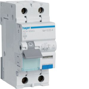 Hager aardlekautomaat / 1-polig + nul, 30mA, C6A / ADA956G