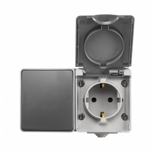ION Industries opbouw combinatie wandcontactdoos en wisselschakelaar grijs - 55.100.090