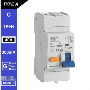 SEP aardlekautomaat type A(G) | 40A, 300mA, C-kar, 1P+N | RCM1-2AG-C40.30