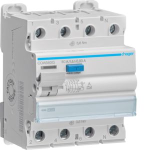 Hager aardlekschakelaar / 4-polig, 30mA, 80A / CDA680G