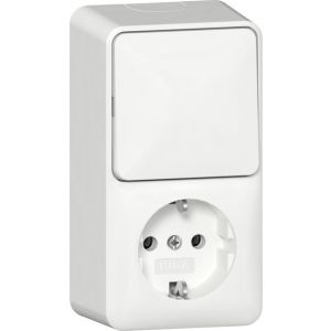 Gira 417614 opbouw combinatie wipschakelaar wandcontactdoos randaarde 16A 250V verticaal wit