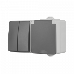 ION Industries opbouw combinatie wandcontactdoos en serieschakelaar grijs - 55.100.110