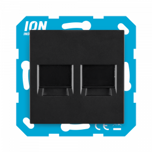 ION Modular Jack 2-voudig met Centraalplaat E1 Mat Zwart 13.302.016