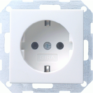 Gira / wandcontactdoos met randaarde (steekklemmen) / zuiver wit glanzend / 418803