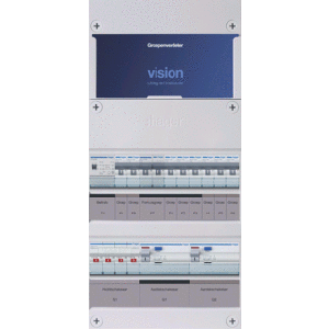 Groepenkast Hager | 9 Groepen 6 x Lichtgroepen 1 x Fornuisgroep 2 x Directe eindgroepen 1 x Beltransformator | 3 Fase | VKG33L-FGGT