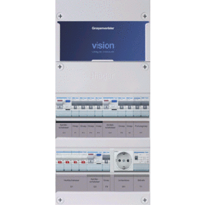 Groepenkast Hager | 8 Groepen 7 x Lichtgroepen 1 x Fornuisgroep 1 x Beltransformator 1 x Wandcontactdoos | 3 Fase | VKG412L-FTW