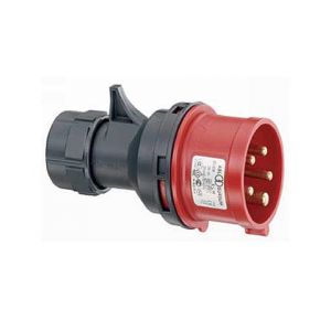 CEE stekker, IP44, 32A, 5-polig, 400V, 6h, rood