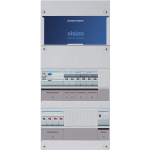 Groepenkast Hager | 4 Groepen 2 x Lichtgroepen 2 x Fornuisgroepen 1 x Beltransformator | 3 Fase | VKG200K-FFT