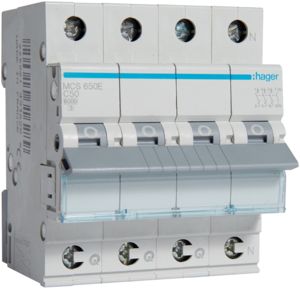 Hager krachtgroep / 3-polig + nul, C50A / MCS650E