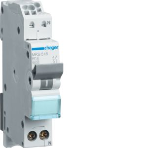 Hager installatieautomaat / 1-polig + nul, B16A / MKS516